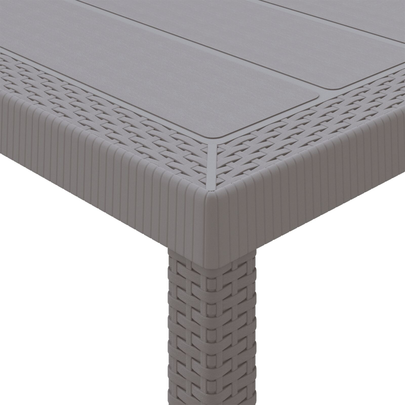 5-teilige Garten Essgruppe mit Kissen Hellgrau Poly-Rattan