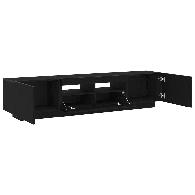 TV-Schrank mit LED-Lichtern, Schwarz, Eiche, 180x35x40 cm, Holzwerkstoff