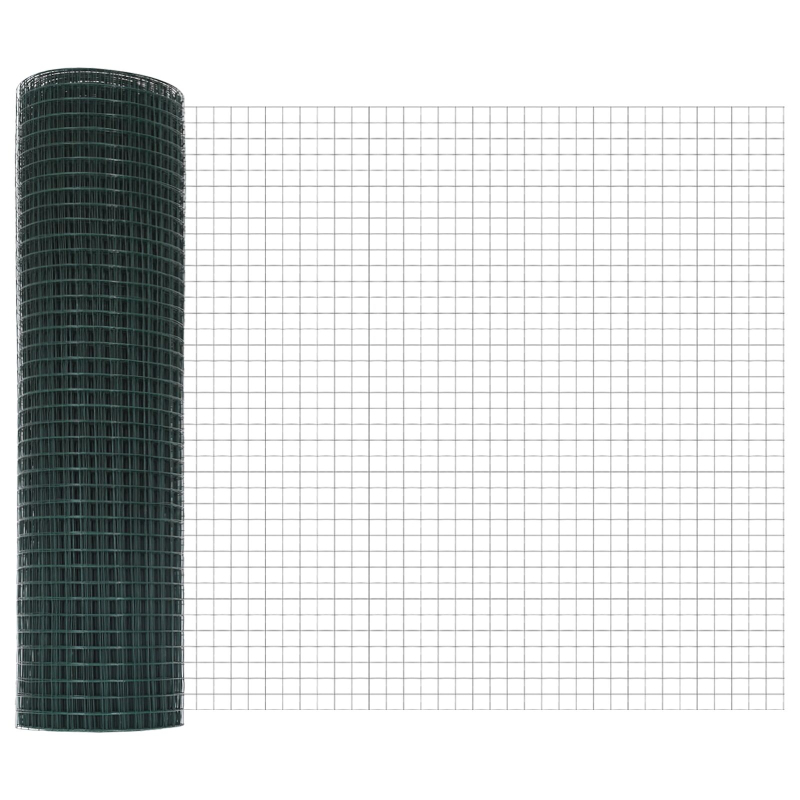 Gegossener Drahtzaun mit 13 Flanschpfosten Grün 0,4x25 m Stahl
