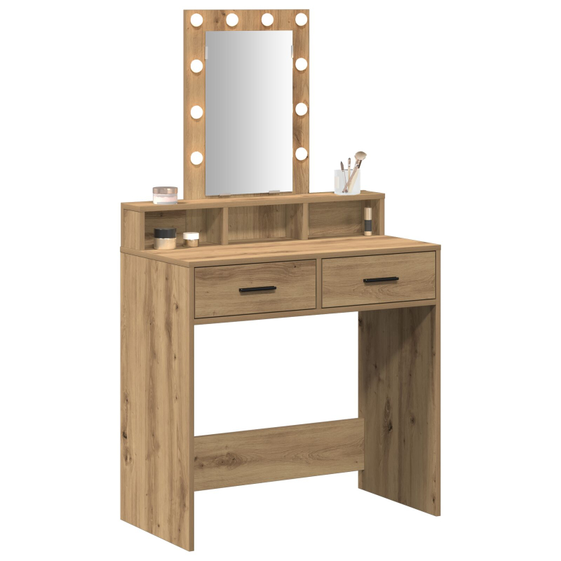 Schminktisch mit LED-Lichtern in Artisan Eiche 79x41x140 cm