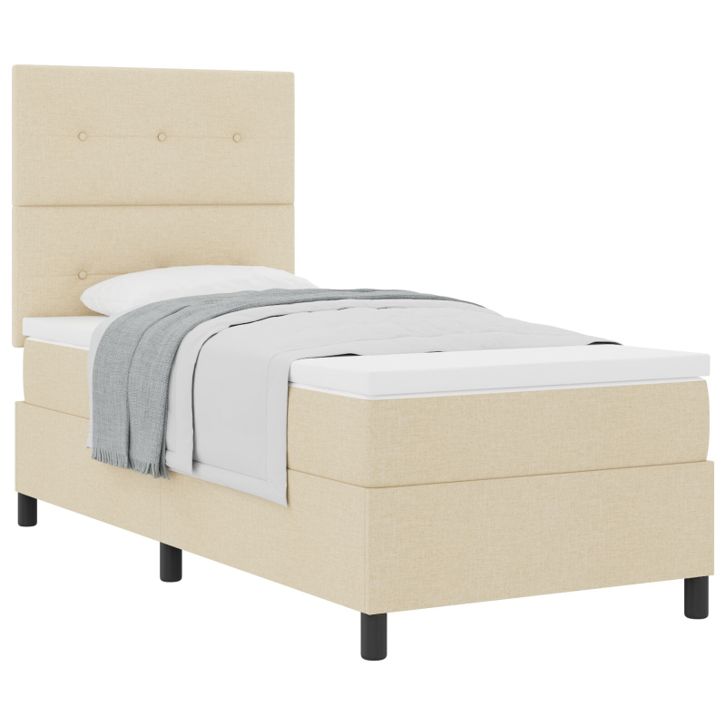 Beige Boxspringbett mit Matratze 90x200 cm aus Stoff