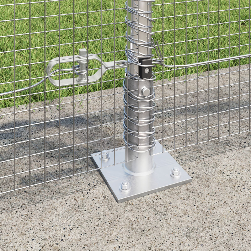 Geschweißter Drahtzaun mit 13 Flanschpfosten 1x50 m Galvanisierter Stahl