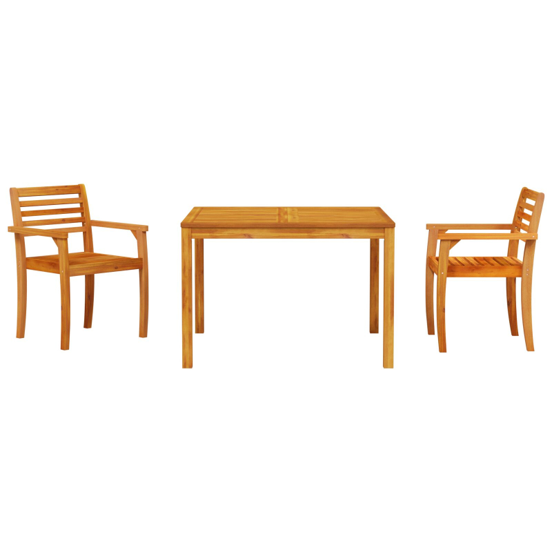 3-teiliges Garten-Esszimmer Set aus massivem Akazienholz