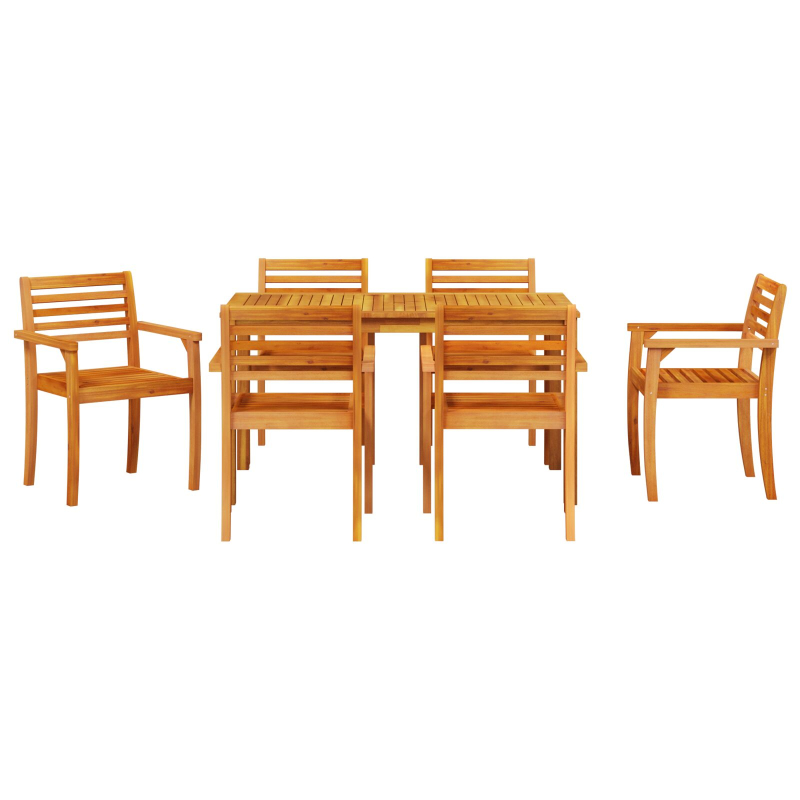 7-teiliges Garten-Dining-Set aus massivem Akazienholz