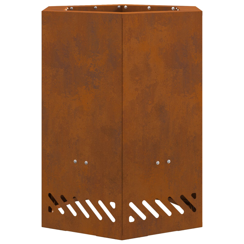 rauchfreier Feuerring hexagonal 38x38x51 cm wetterfester Stahl