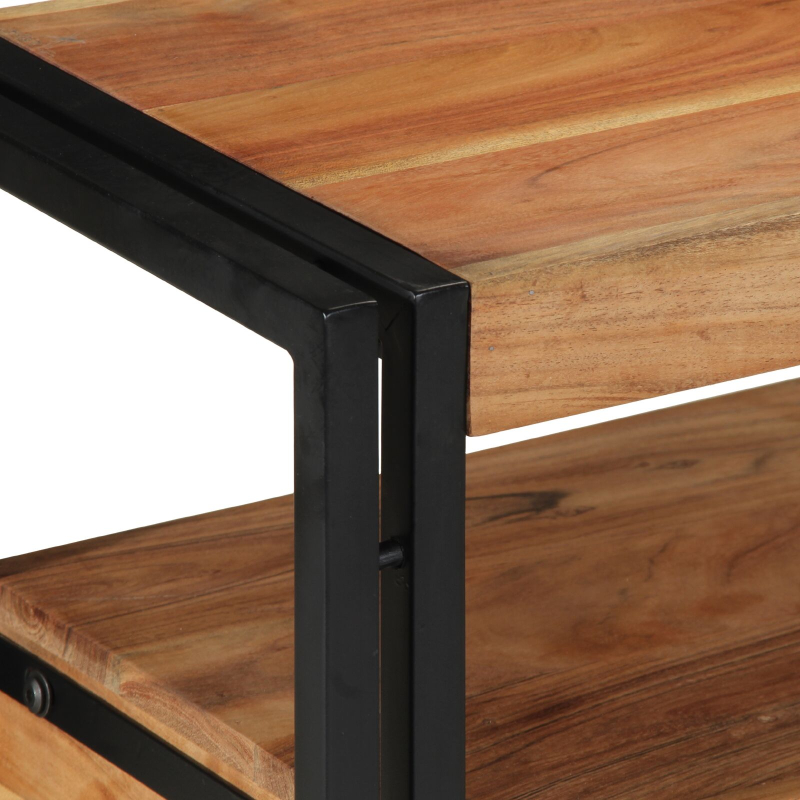 Beistelltische Schwarz 120x33x75 cm aus massivem Akazienholz und Metall