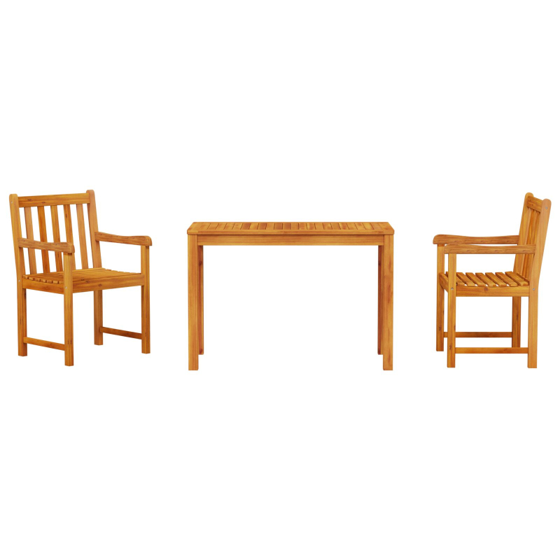 3-teiliges Garten-Esszimmer-Set aus massivem Akazienholz