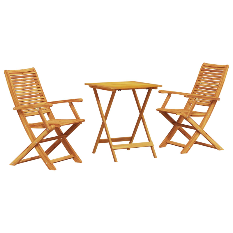 3-teiliges Klapp-Bistro-Set aus massivem Akazienholz