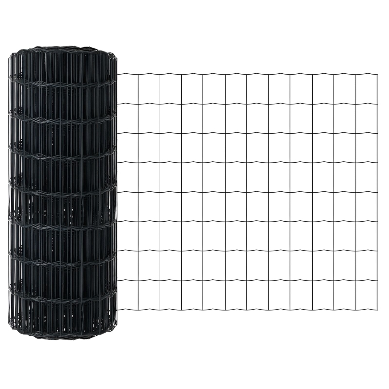 Eurozaun mit 11 U-Pfosten Grau 0,8x25 m Stahl