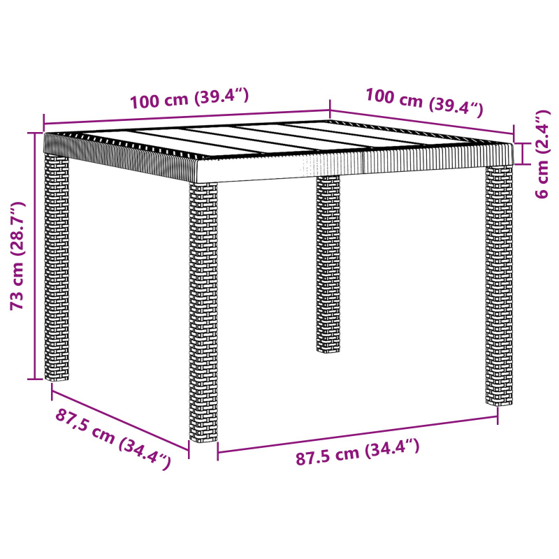 5-teiliges Garten Essset mit Kissen Anthrazit Poly Rattan
