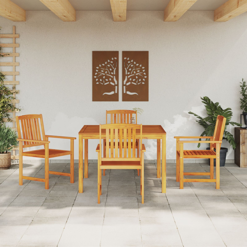 5-teiliges Garten-Esszimmer-Set aus massivem Akazienholz