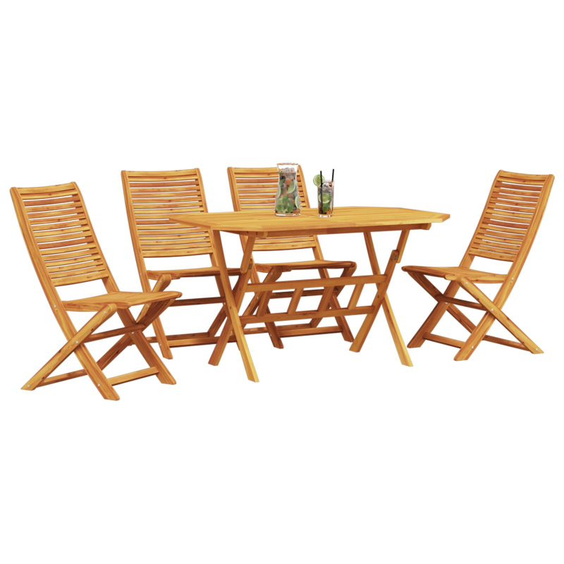 5-teiliges Garten-Esszimmer-Set aus massivem Akazienholz