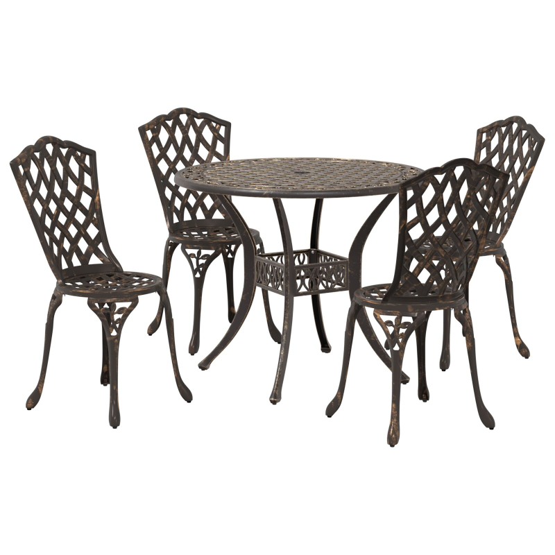 5-teilige Garten-Diningset - Bronze Gusseisen