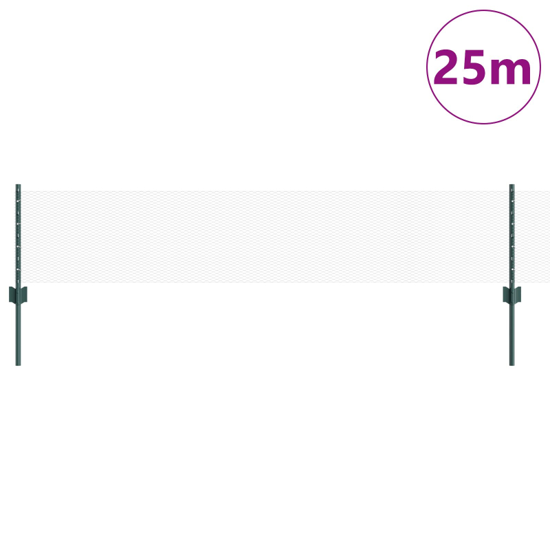 Zaunpfosten 11 Stück U-Kanal Grün 40 cm Stahl, Sechseckzaun Grün 0,4x25 m Stahl