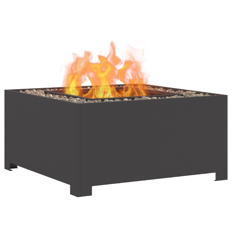 Feuerschale Quadrat Schwarz 80x80x40 cm Stahl