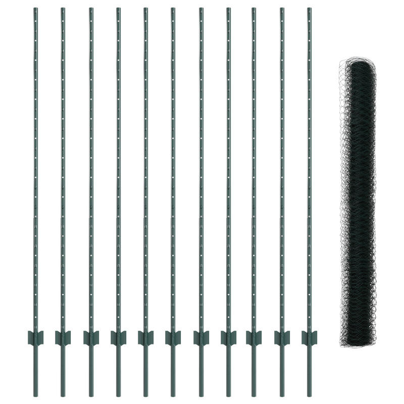 Gartenzaun Set 2er Set Grün Metall 25 x 1,5 m Gartenzaun