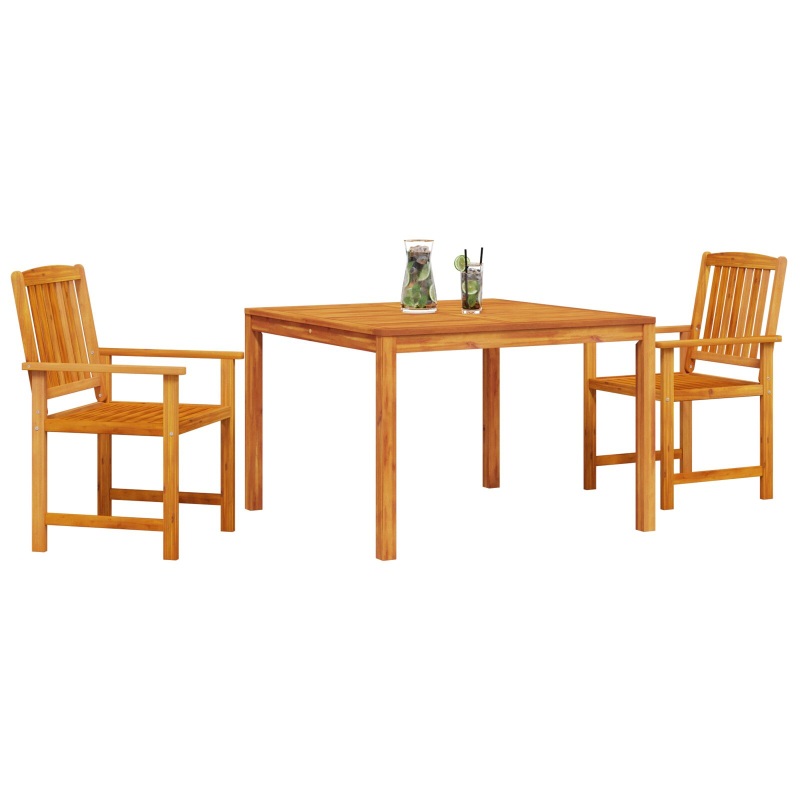 3-teiliges Garten-Esszimmer Set aus massivem Akazienholz