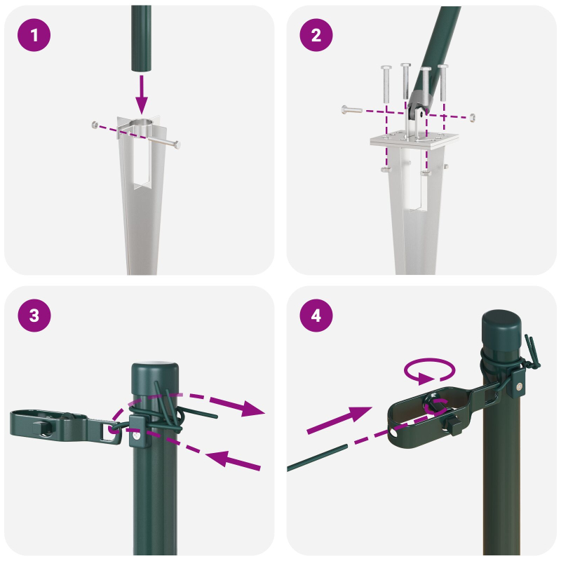 Pfosten mit Spitze 52 Stück Ø32 mm 60 cm Verzinkter Stahl