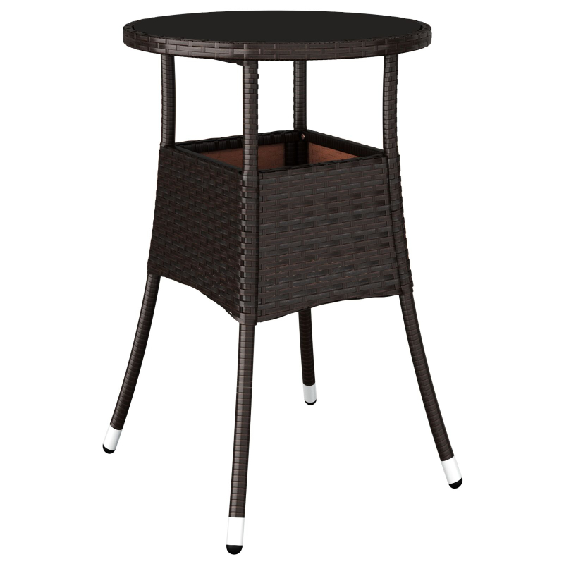 3-teiliges Garten Essset Braun Poly Rattan