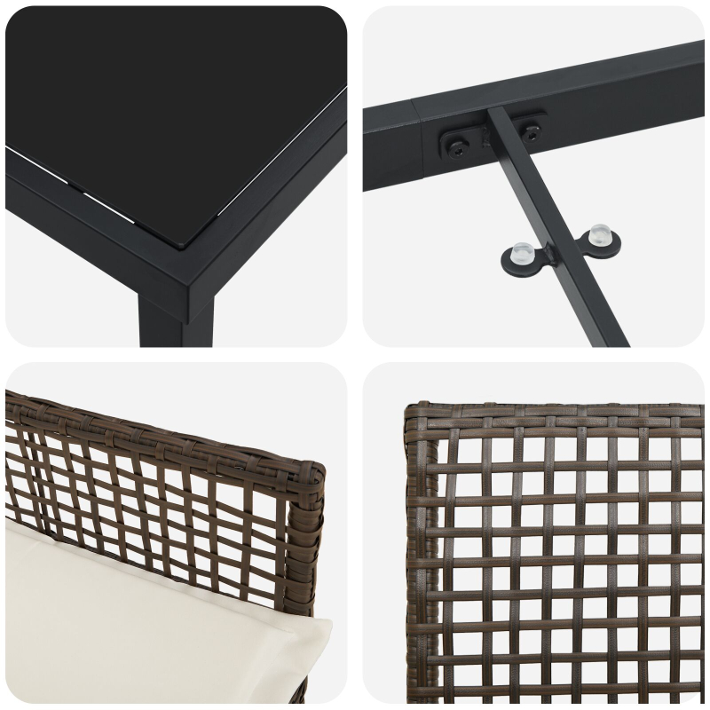 9-teilige Garten-Essgruppe mit Kissen Braunes Polyrattan