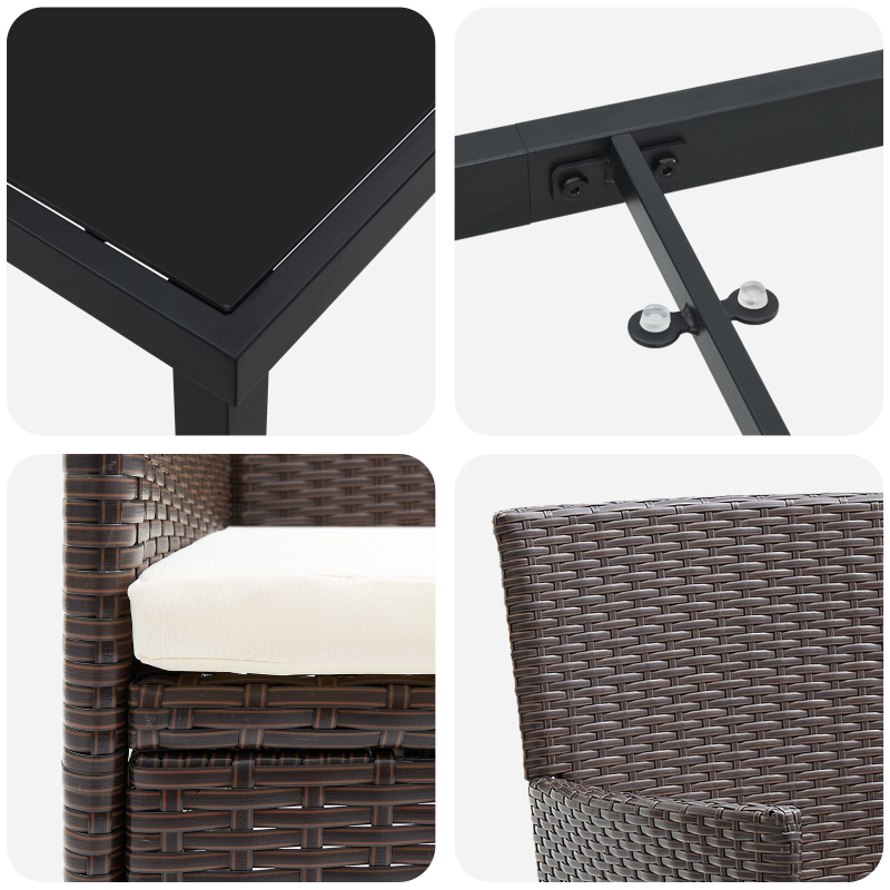 9-teiliges Garten-Essset Braun Poly-Rattan