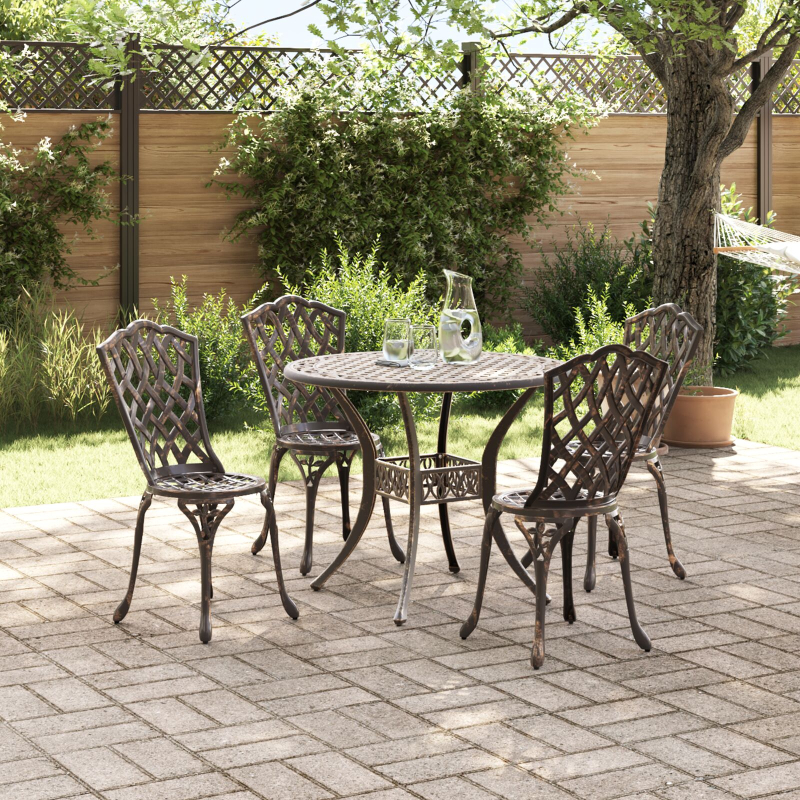 5-teilige Garten-Diningset - Bronze Gusseisen