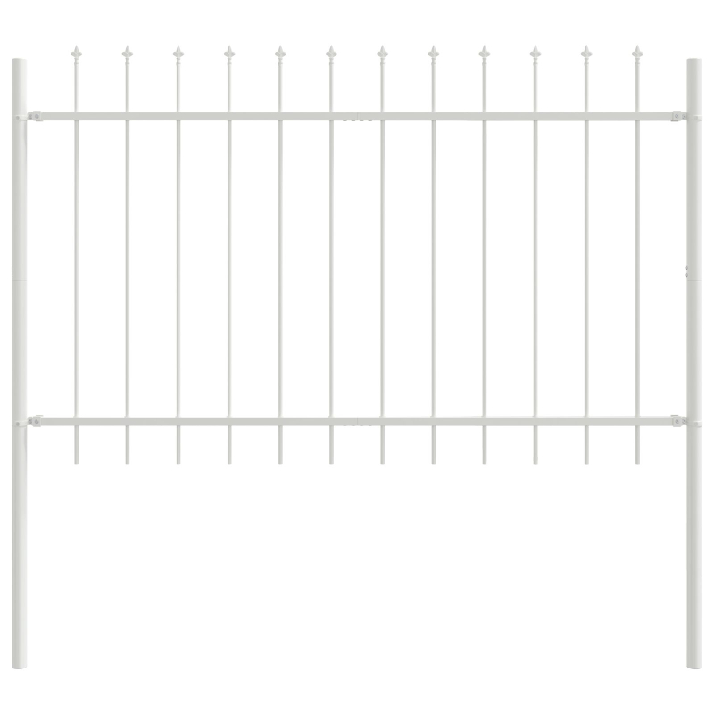 Gartenzaun mit Spitze Weiß 13,6x0,8 m Stahl