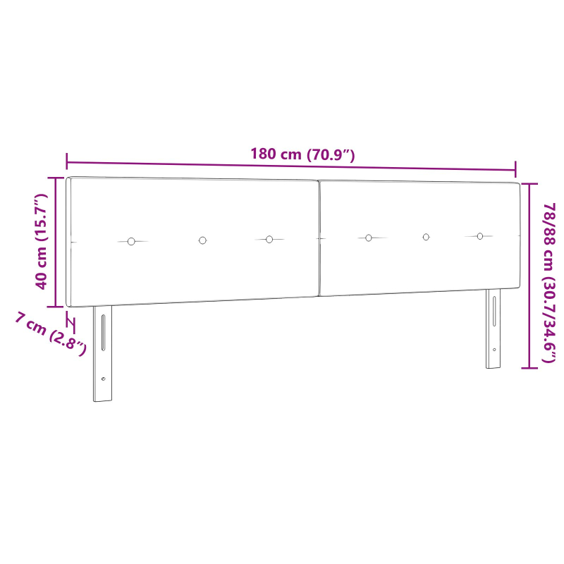 Kopfteil mit Knopfheftung in Rosa 180 cm Samt