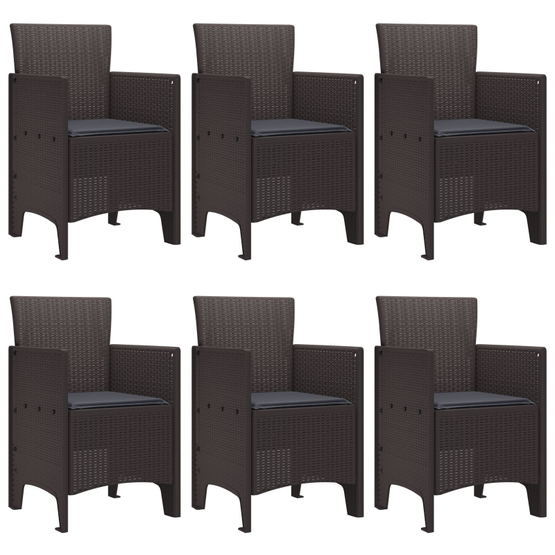 7-teiliges Garten Essset mit Kissen Braun Poly Rattan