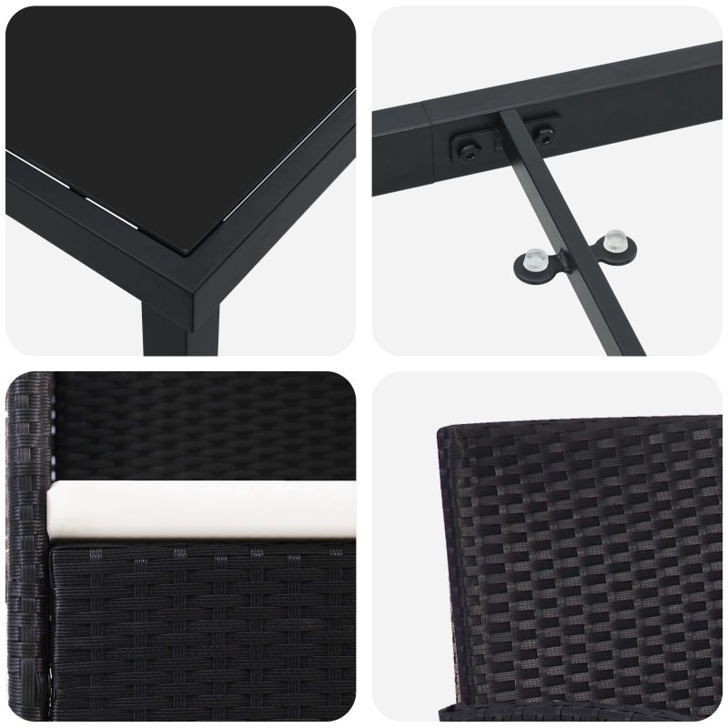 9-teiliges Garten-Essset mit Kissen Schwarz Poly-Rattan