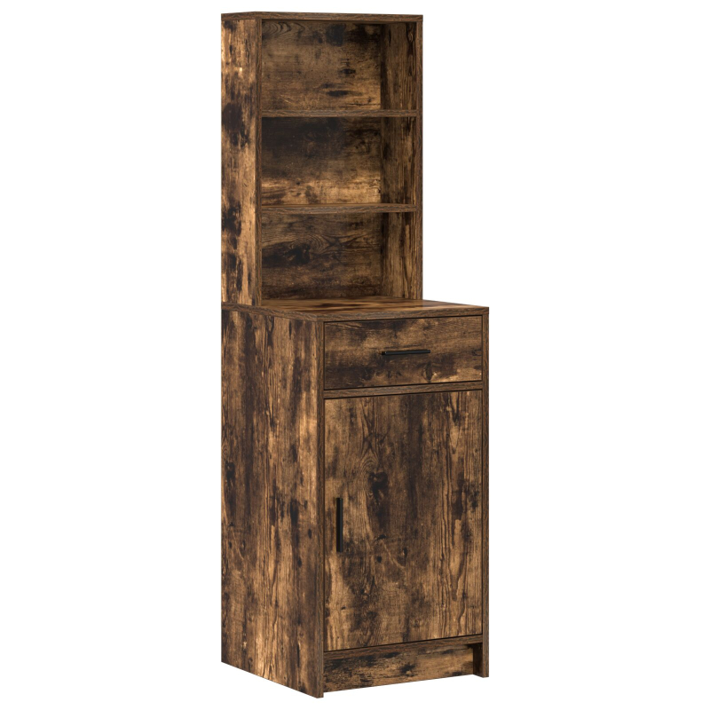 3-teiliges Schminktisch-Set aus rauchigem Eichenholz und beschichtetem Holz