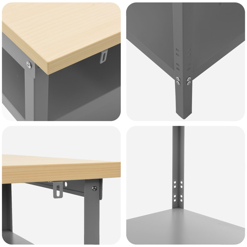 3-teiliges Werkbank-Set aus grauem Stahl
