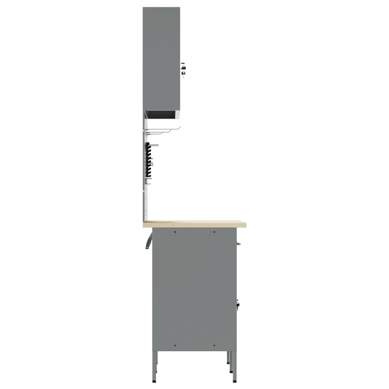 5-teiliges Arbeitszimmerschrank- und Lochplatten-Set Schwarz MDF und Metall