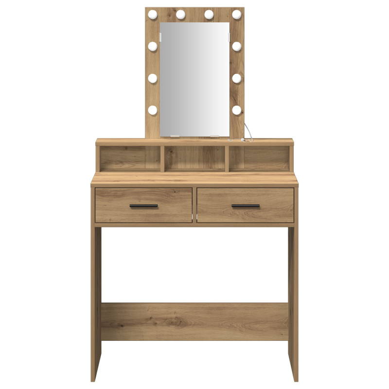 Schminktisch mit LED-Lichtern in Artisan Eiche 79x41x140 cm