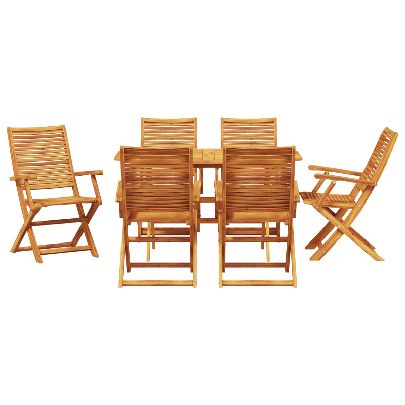 7-teiliges Garten-Esszimmer-Set aus massivem Akazienholz