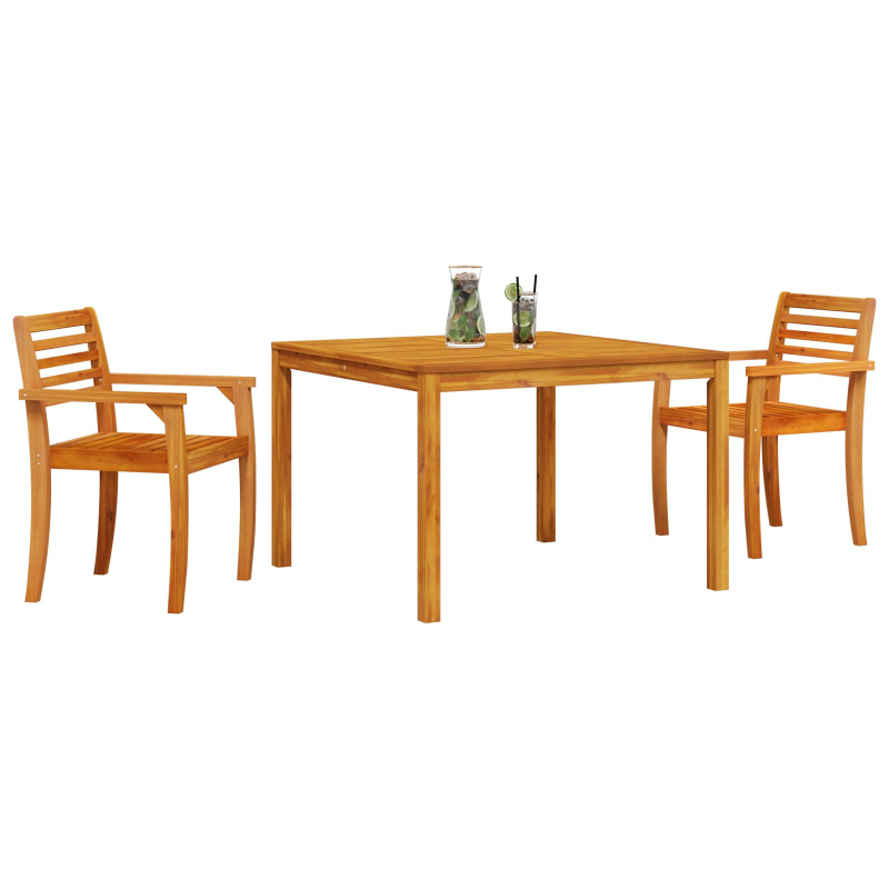 3-teiliges Garten-Esszimmer Set aus massivem Akazienholz