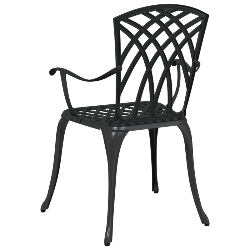 Gartenstühle 2 Stück Schwarz Gussaluminium