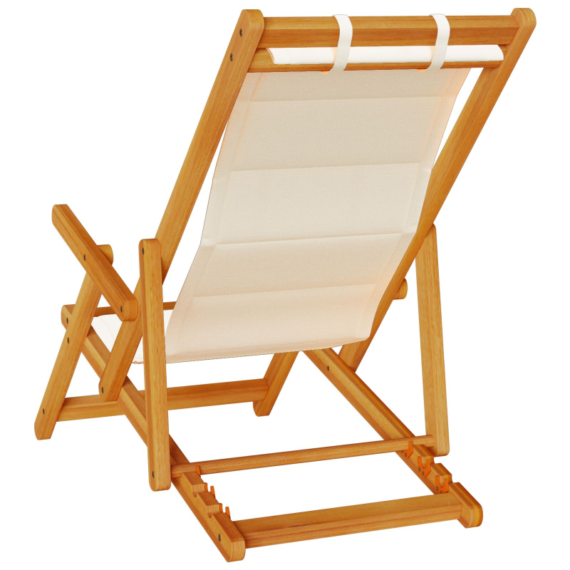 Faltbare Strandstühle 2er-Set Creme, Akazienholz und Textilene