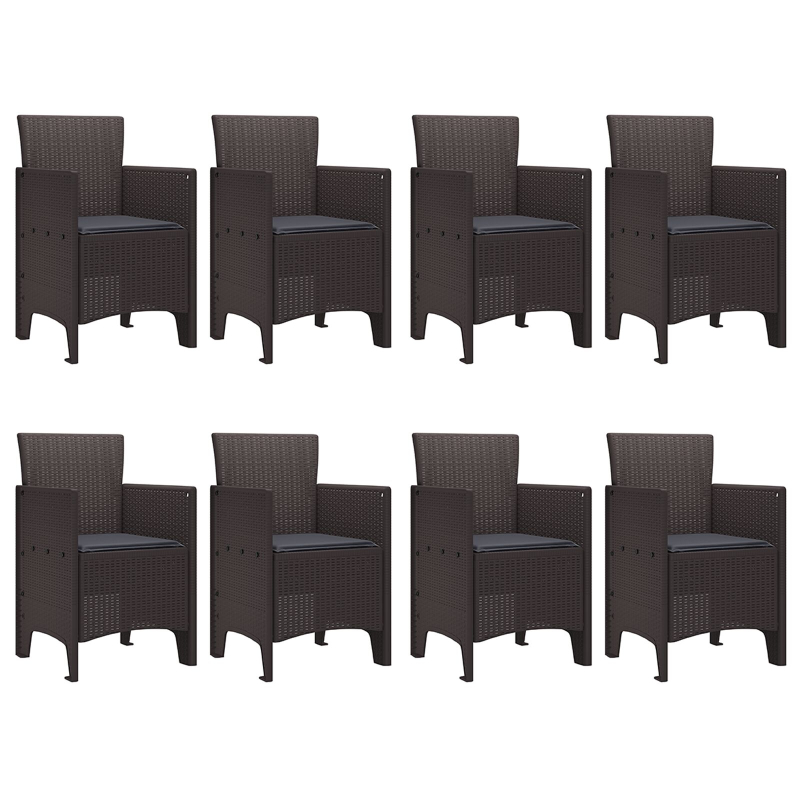 9 Teile Garten Essgruppe mit Kissen Braun Poly-Rattan