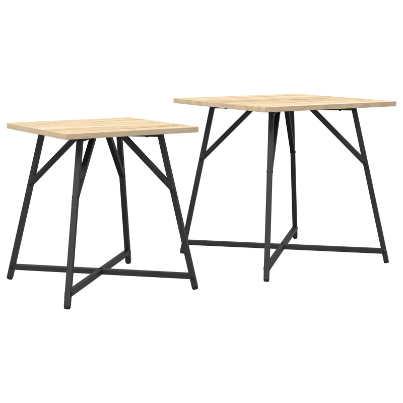 Beistelltisch 2er Set Sonoma Eiche, Holz und Metall