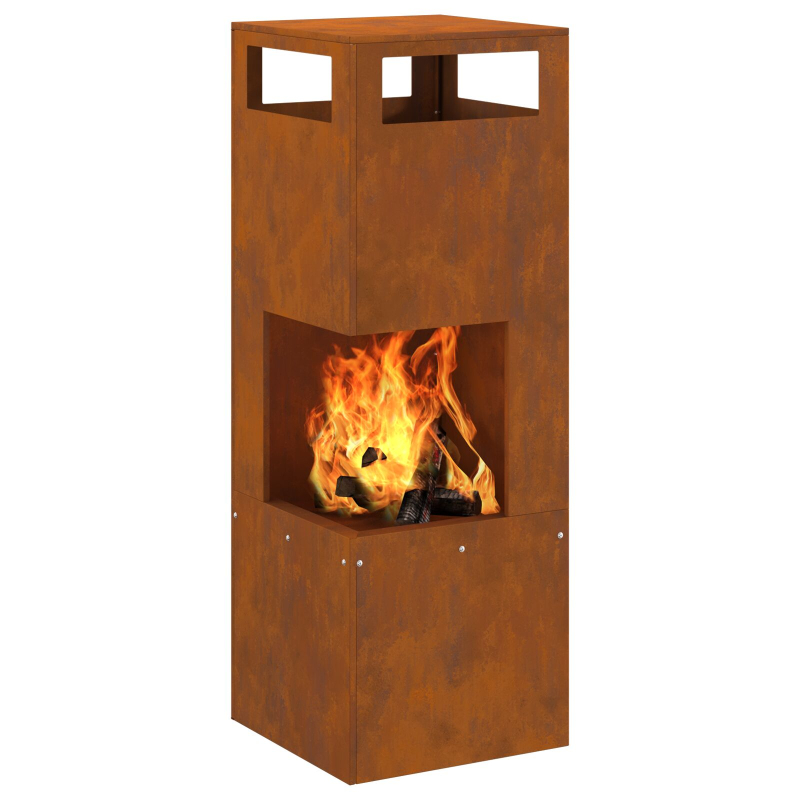 Feuerstelle Quadrat 35x35x100 cm Wetterbeständiger Stahl