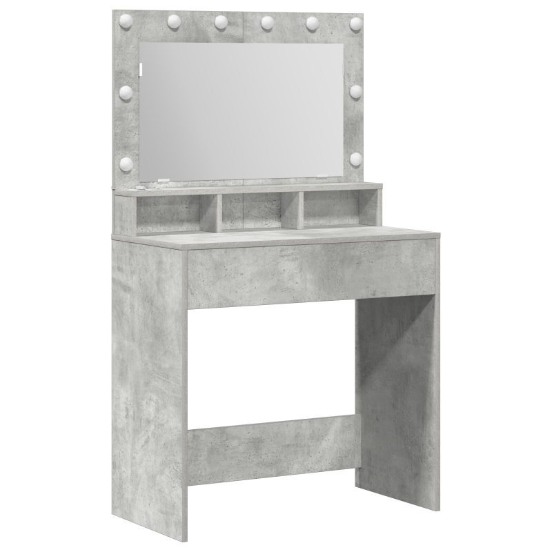 Schminktisch mit LED-Lichtern in Beton Grau 79x41x135 cm