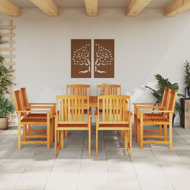 9-teiliges Garten-Dining-Set aus massivem Akazienholz