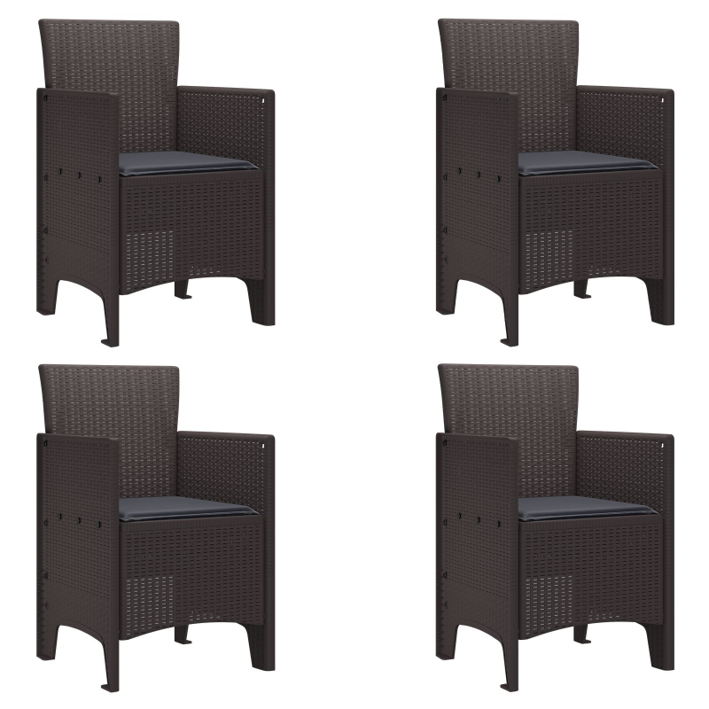 5-teiliges Garten Essen Set mit Kissen Braun Poly Rattan