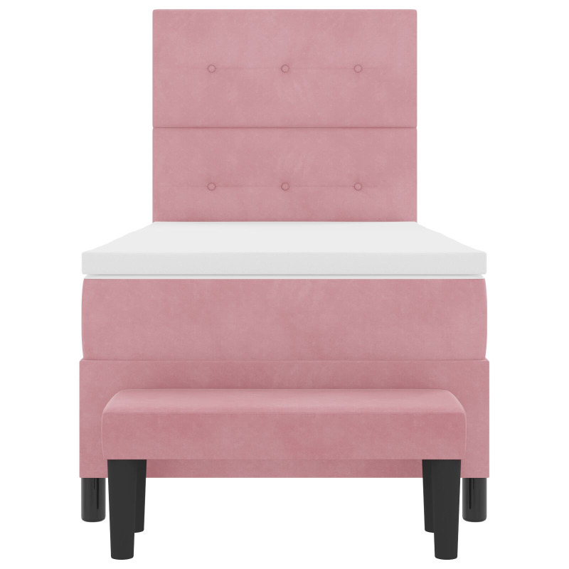 Boxspringbett mit Matratze & Bank Pink 80x200 cm Samt