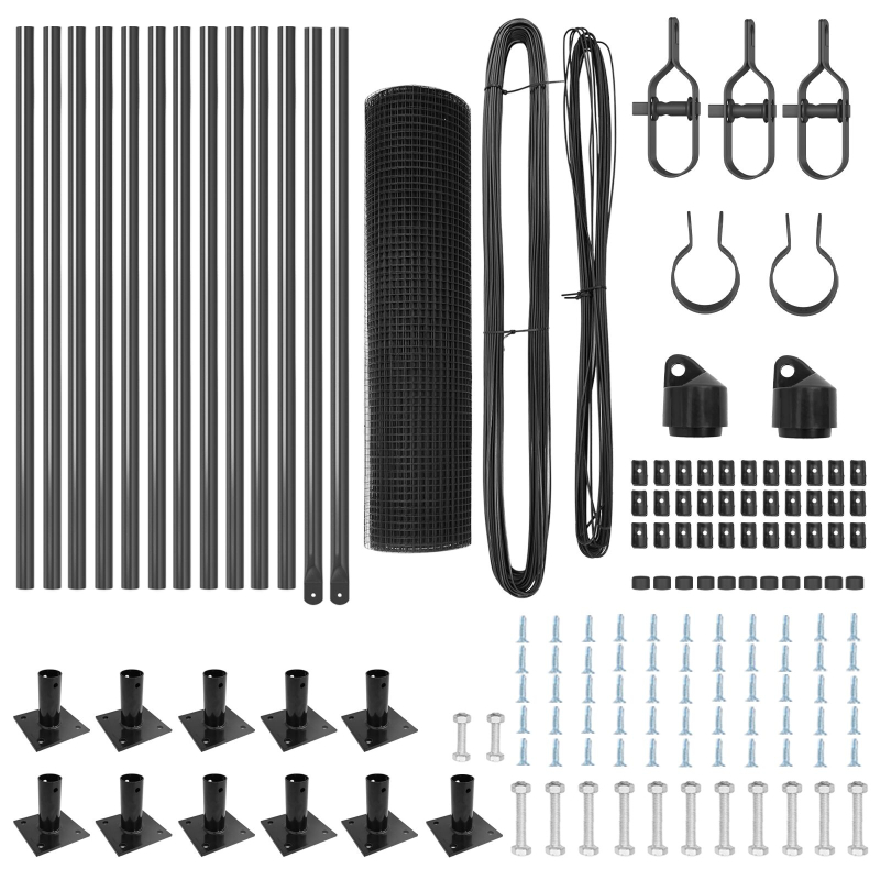 Graues Zaunpfosten-Set Set aus 2 Grau Metall 25 x 0.5 m Robust