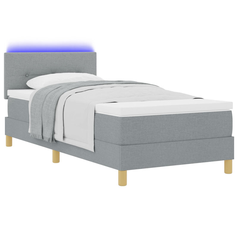 Boxspringbett mit Matratze & LED Hellgrau 100x200 cm Stoff
