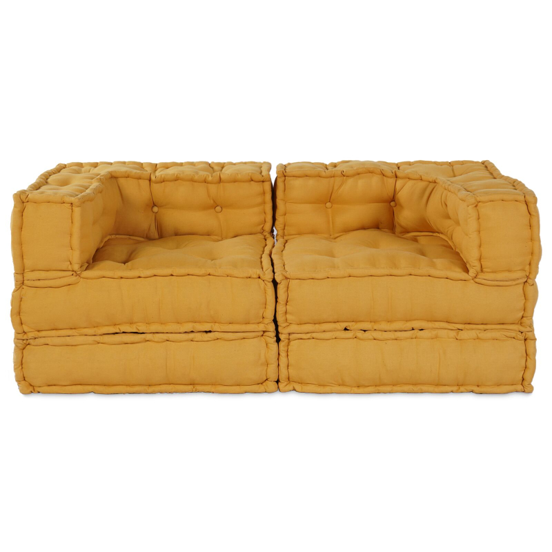 Modulare Poufs 2 Stück Gelbes Gewebe