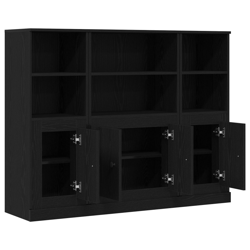 Highboard Schwarz Eiche 132x35,5x103,5 cm Holzwerkstoff