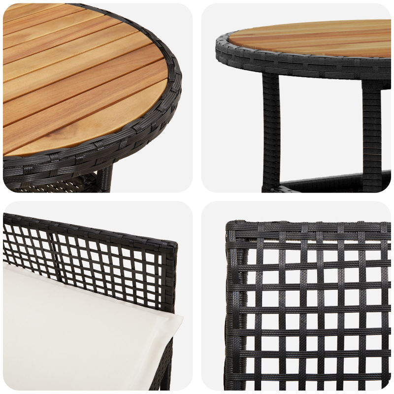 Essmöbel Set Set von 5 Schwarz Rattan, Polyester Langlebig